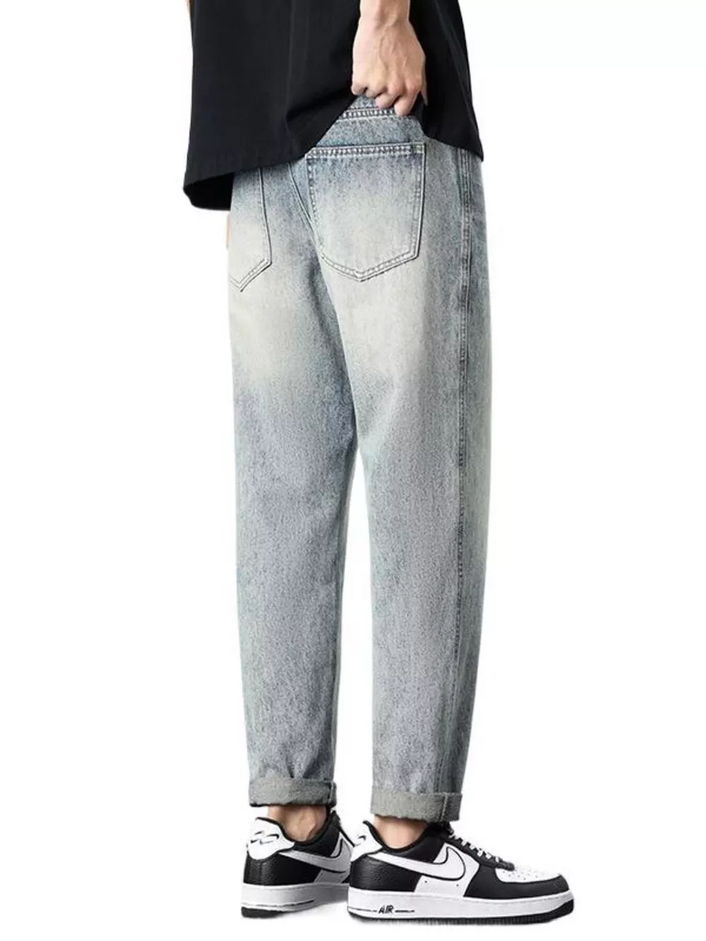 Men's Vintage Distressed Straight Leg Jeans, image 7