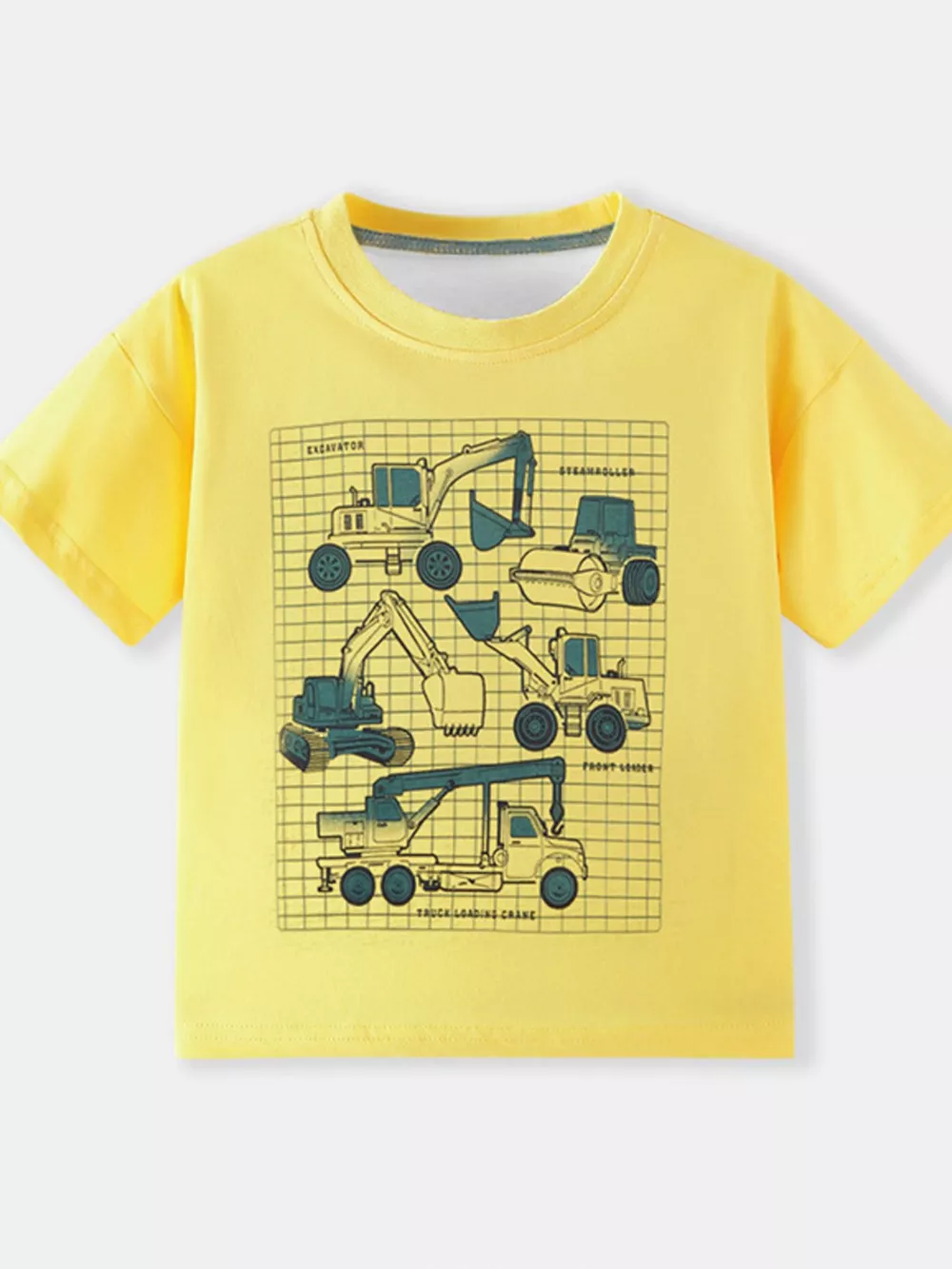 Children's Construction Vehicle Graphic Short Sleeve T-Shirt, image 2