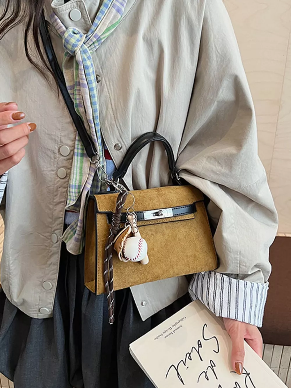 Crossbody Bag with Baseball Charm, image 11