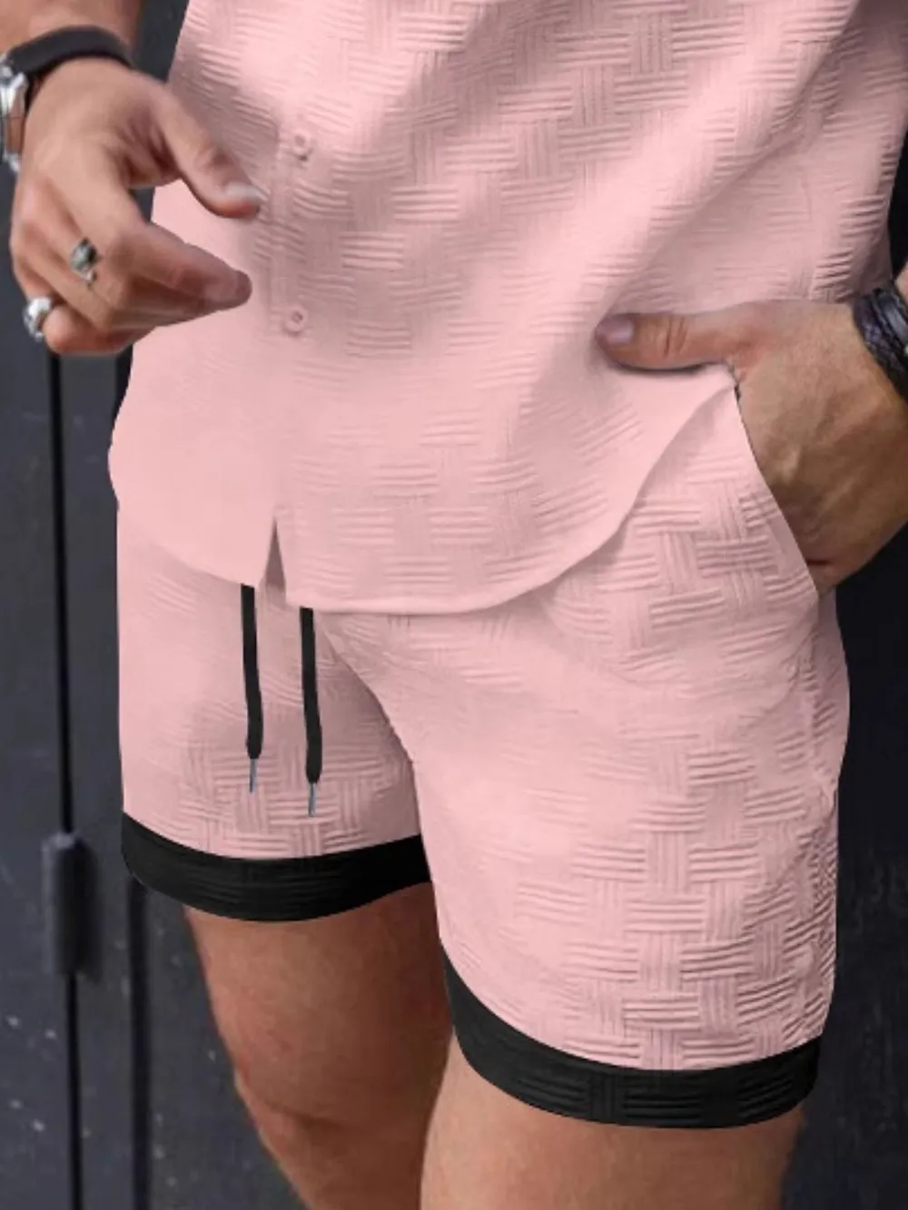 Men's Drawstring Textured Shorts, image 5