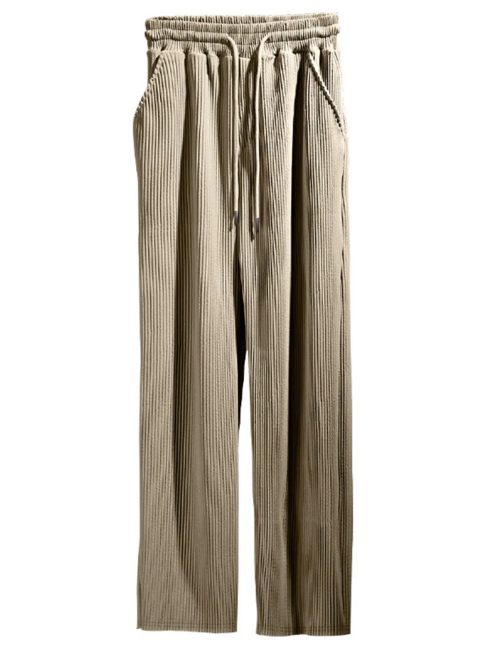Men's Full Size Ribbed Drawstring Wide Leg Pants with Plus Size, image 7