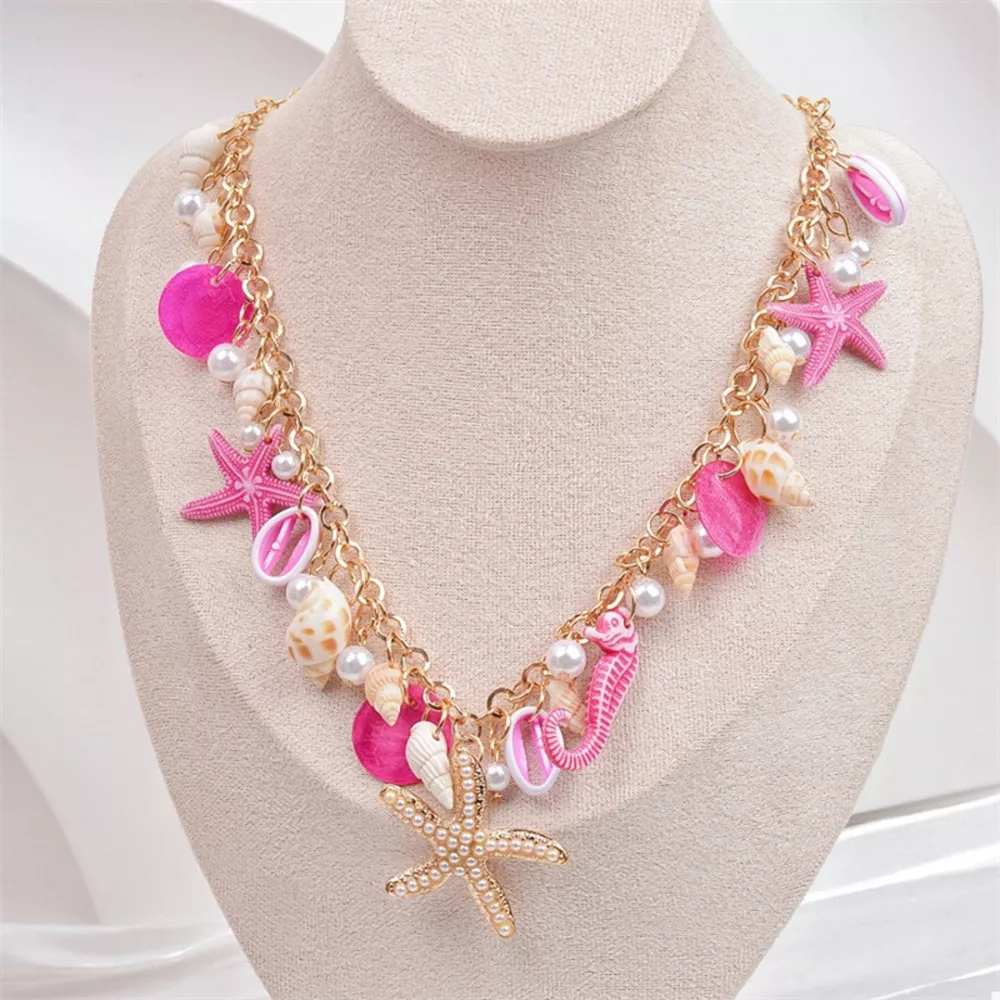 Ocean Charm Shell Starfish Statement Necklace, image 5