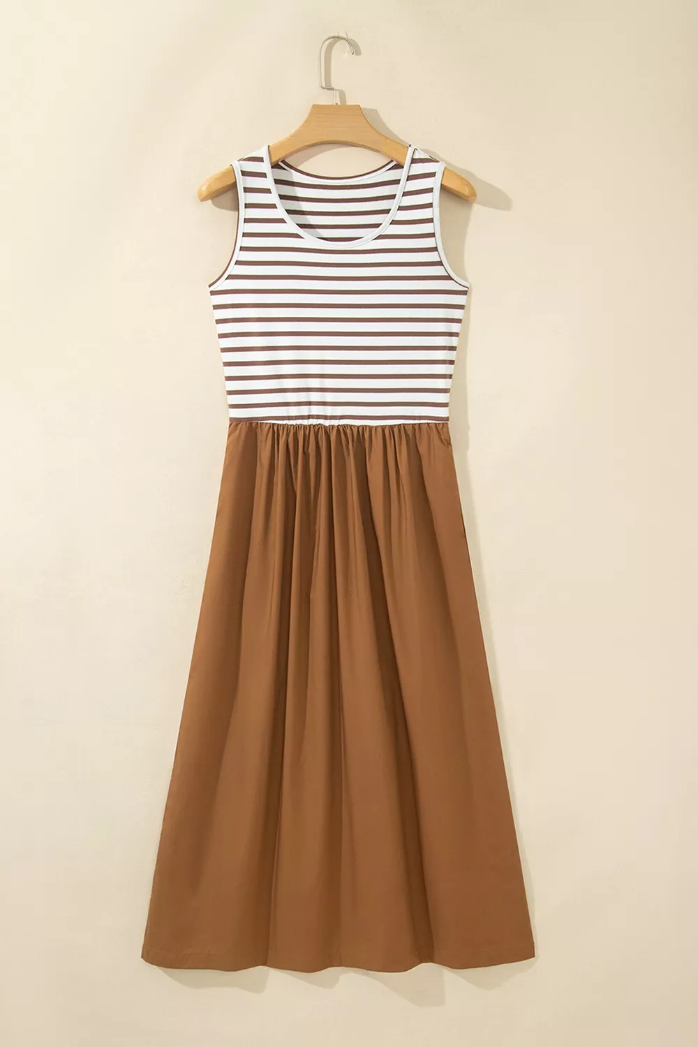 Striped Colorblock Patchwork Sleeveless Casual Long Dress, image 4