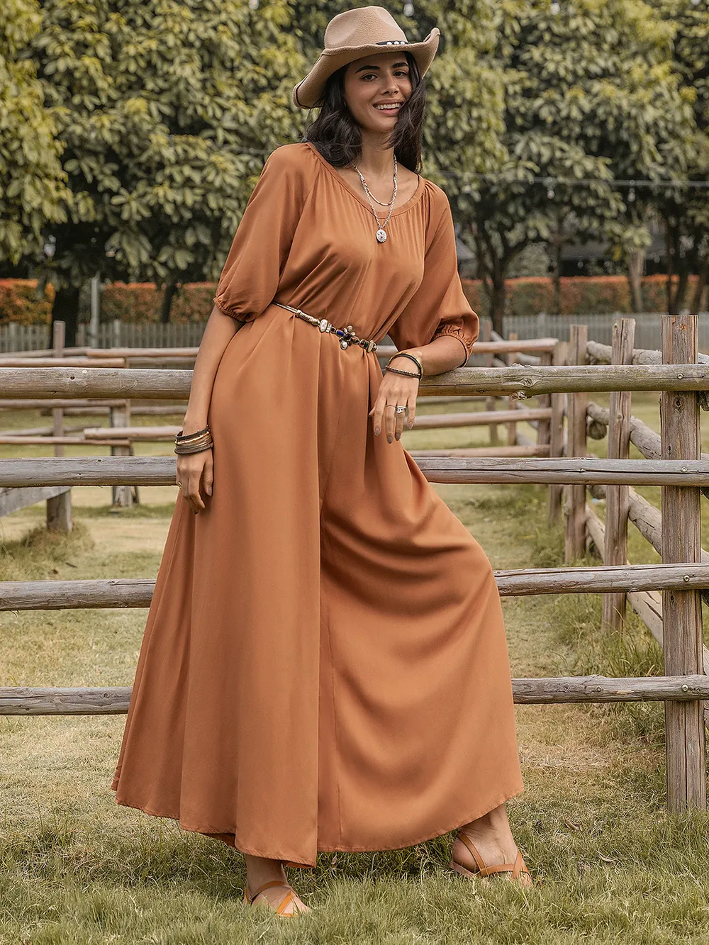 Scoop Neck Half Sleeve Wide Leg Jumpsuit, image 4