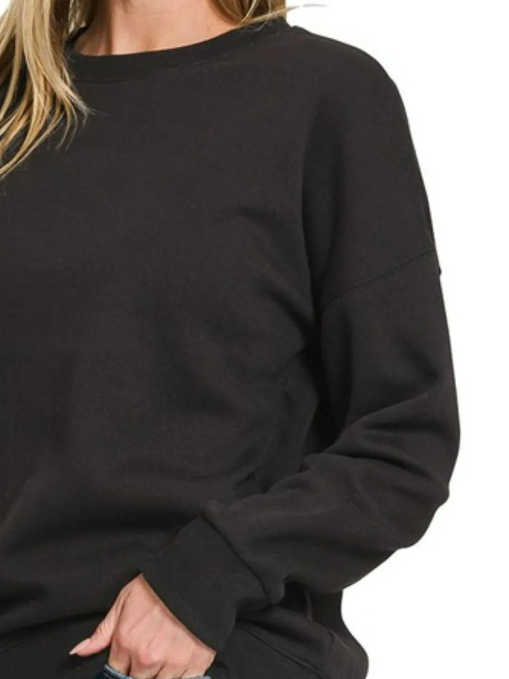 Full Size Fleece Drop Shoulder Sweatshirt Plus Size, image 3