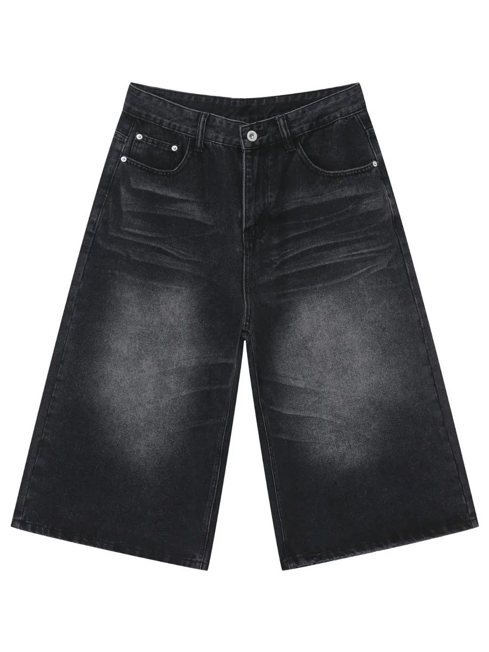 Men's Washed Denim Shorts with Pockets, image 7