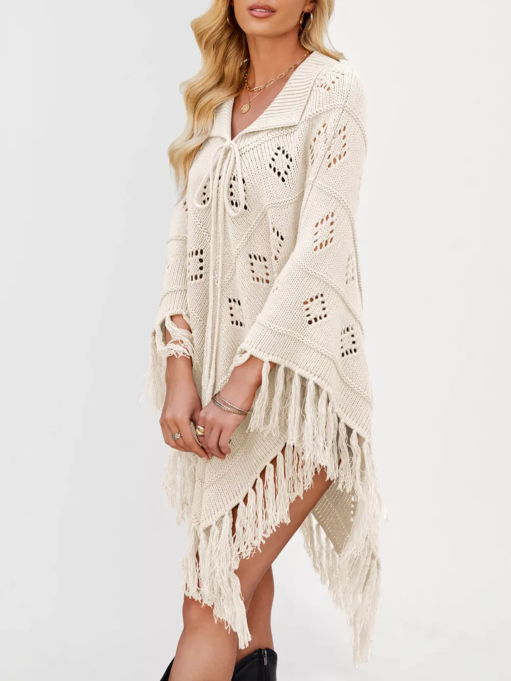 Fringe Openwork Knit Cover Up, image 19