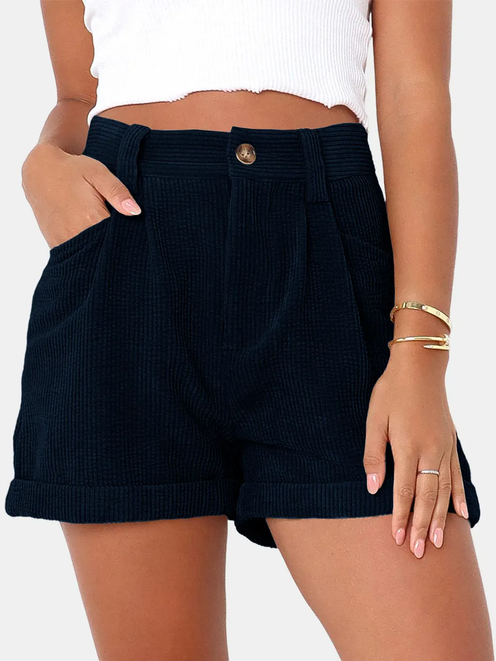 Full Size High Waist Shorts with Pockets, image 6