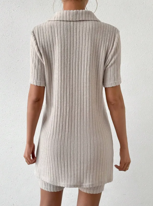 Johnny Collar Short Sleeve Top and Shorts Set, image 3