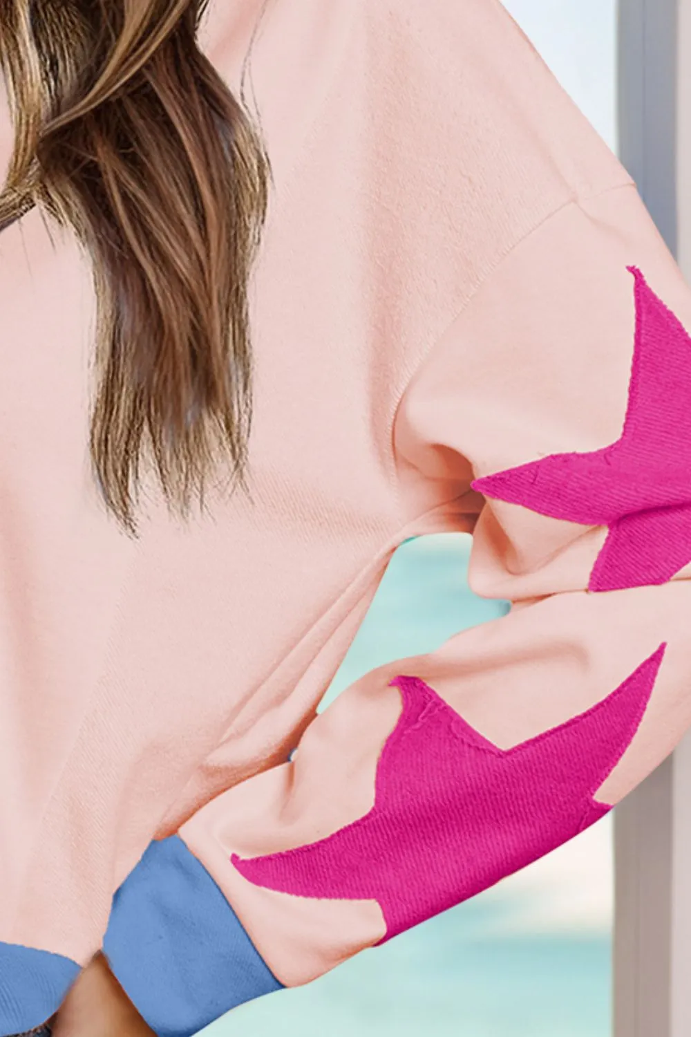Star Contrast Round Neck Long Sleeve Sweatshirt, image 13