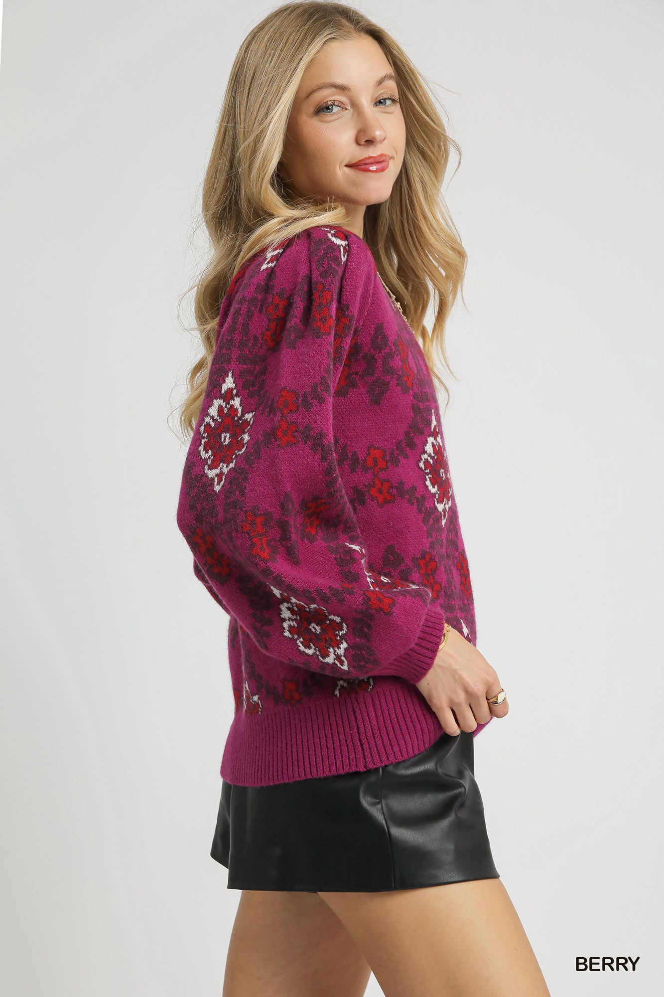 Boho Patterned Long Sleeve Sweater, image 3