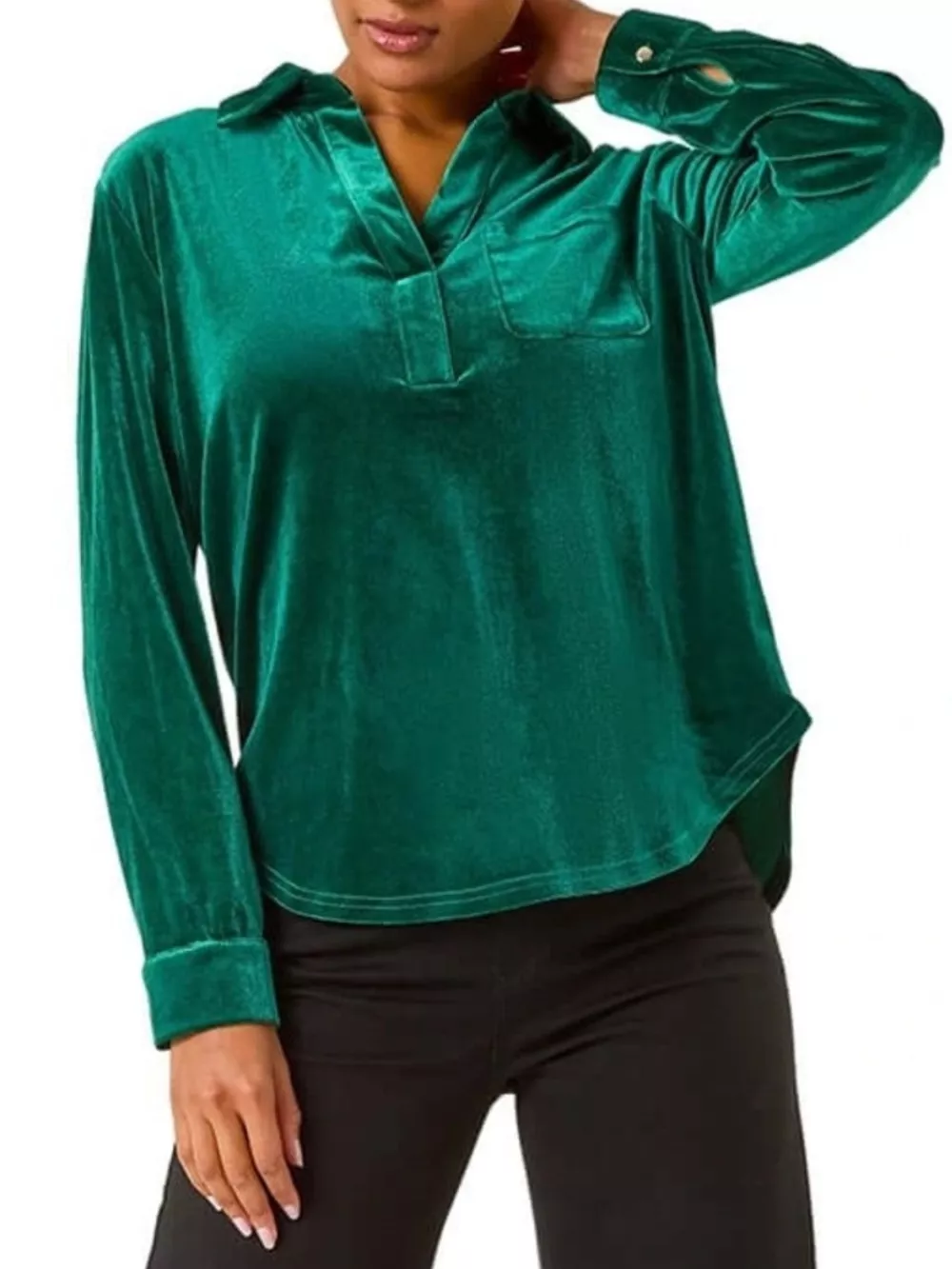Velvet Long Sleeve Blouse, image 4