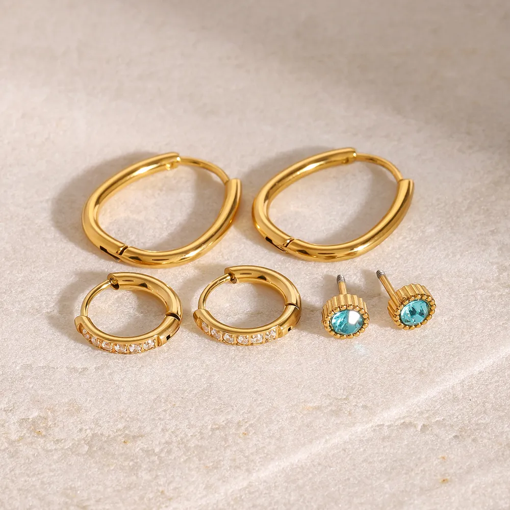 3-Piece 18K Gold-Plated Earrings, image 3