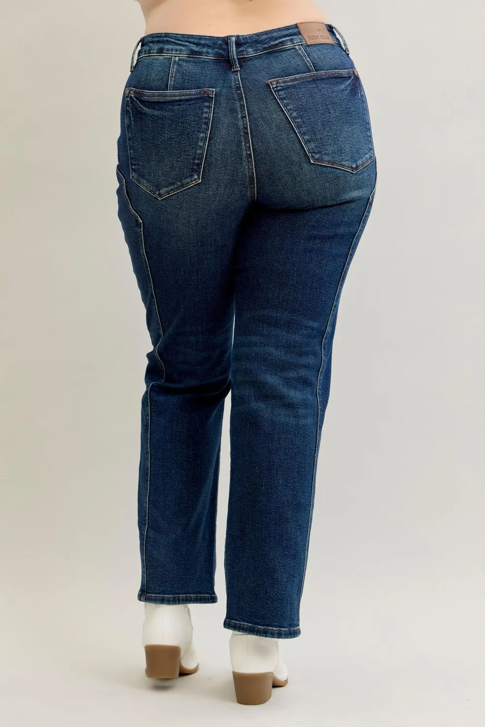 Full Size Seam Detail Straight Leg Jeans Plus Size, image 6