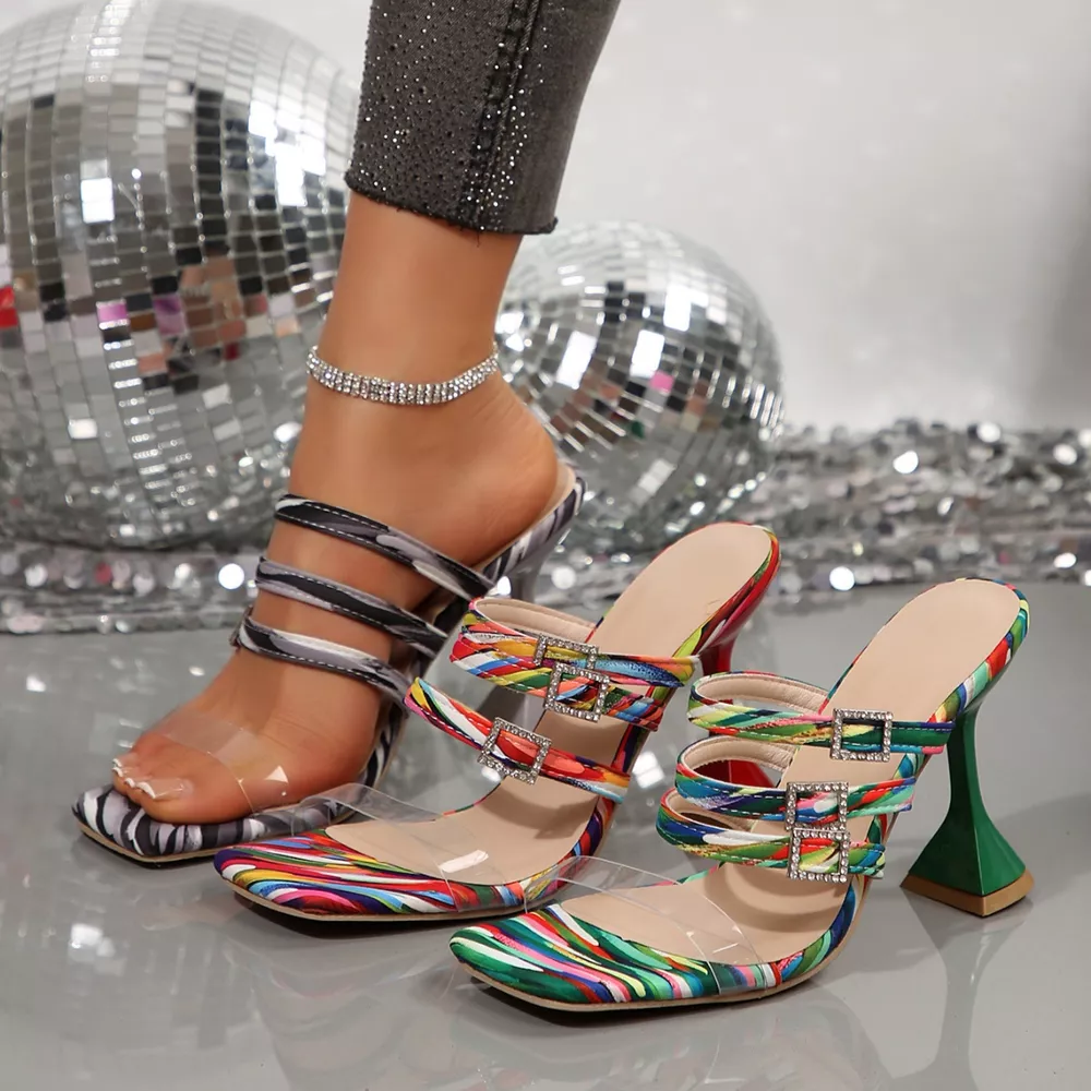 Open Toe Flare Heels Sandals, image 2