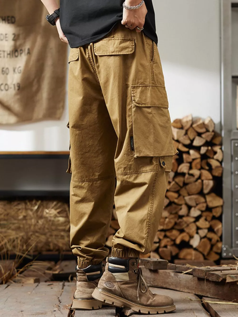 Men's Plus Size Relaxed Fit Multi-Pocket Cargo Pants, image 11