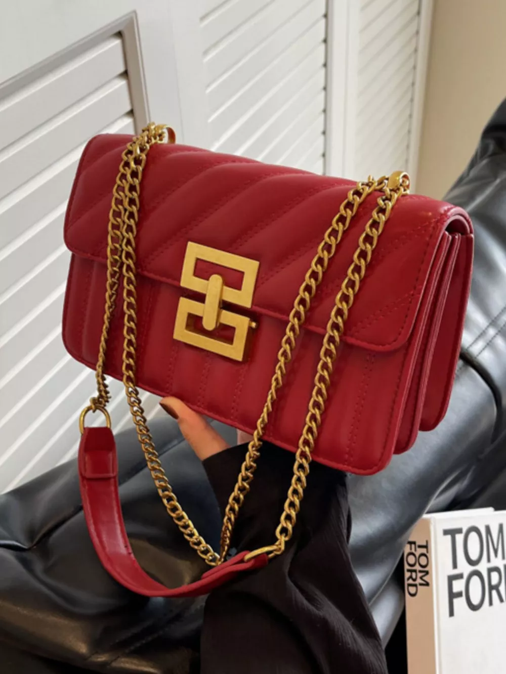 Quilted Flap Chain Crossbody Bag, image 7