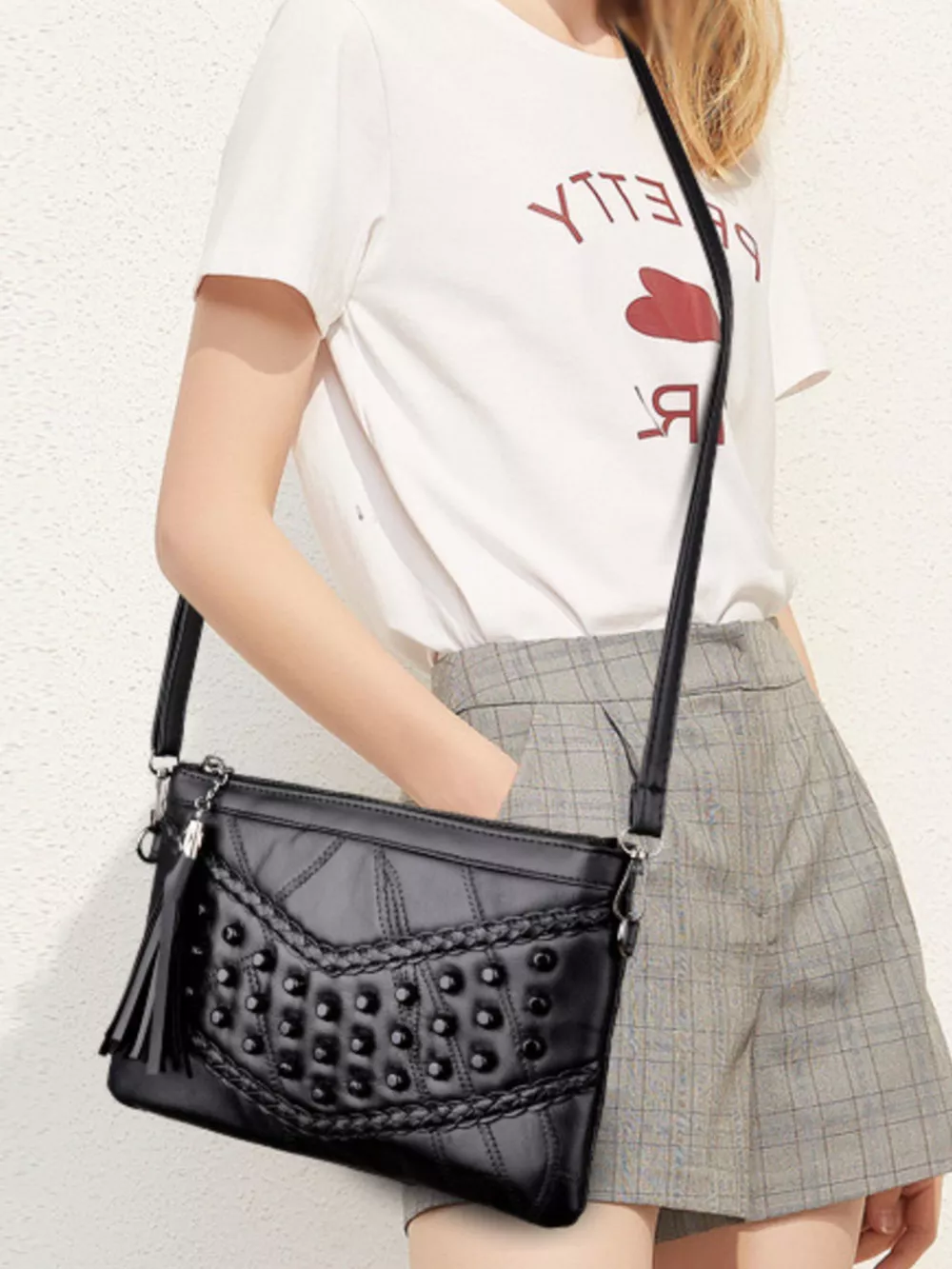Studded Leather Crossbody Bag, image 4