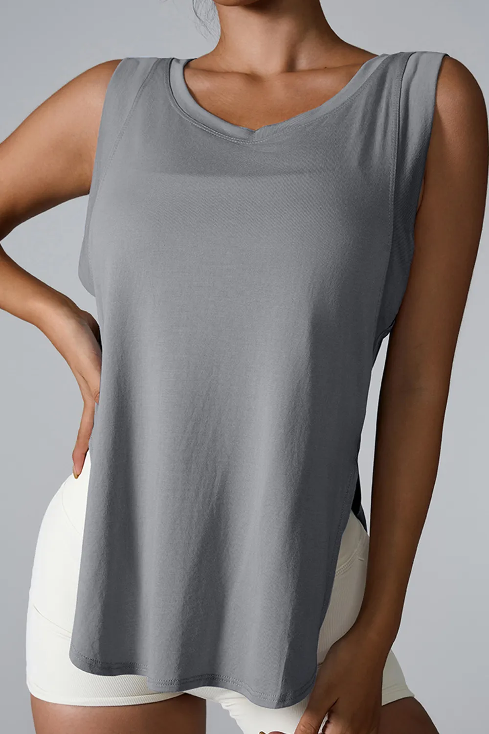 Slit Round Neck Active Tank, image 13