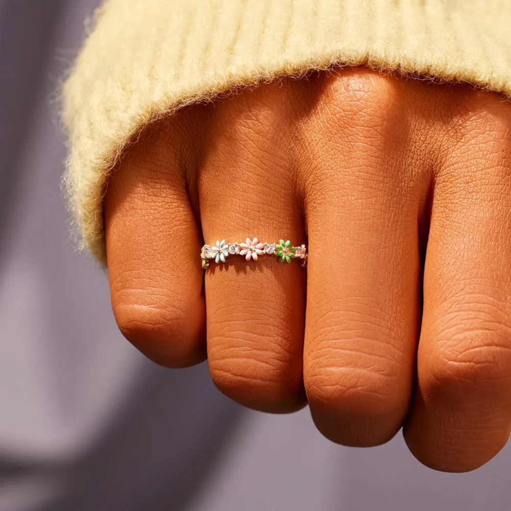 Flower Shape 925 Sterling Silver Zircon Ring, image 2