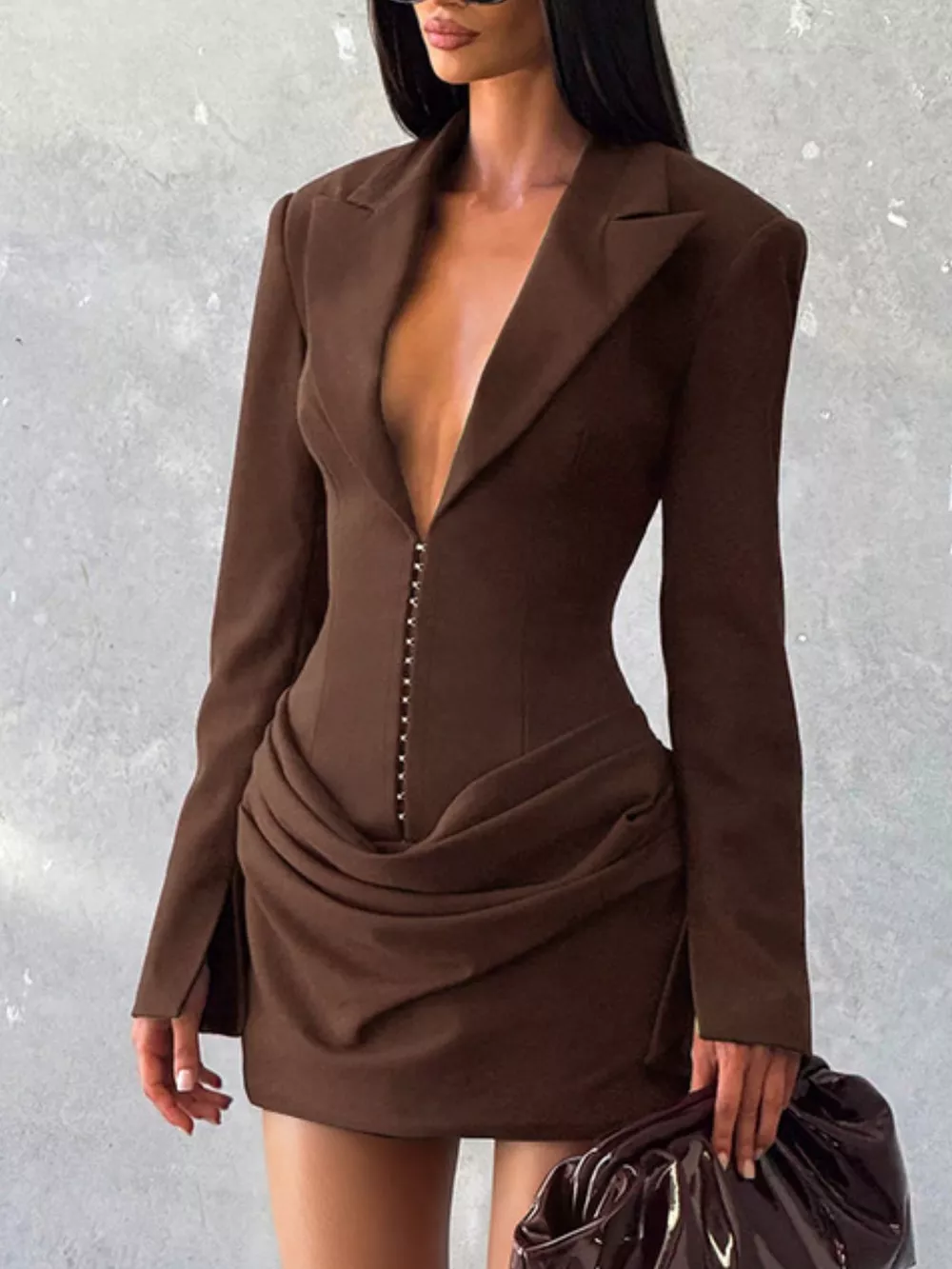 Full Size Blazer-Style Long Sleeve Mini Dress Plus Size, image 21