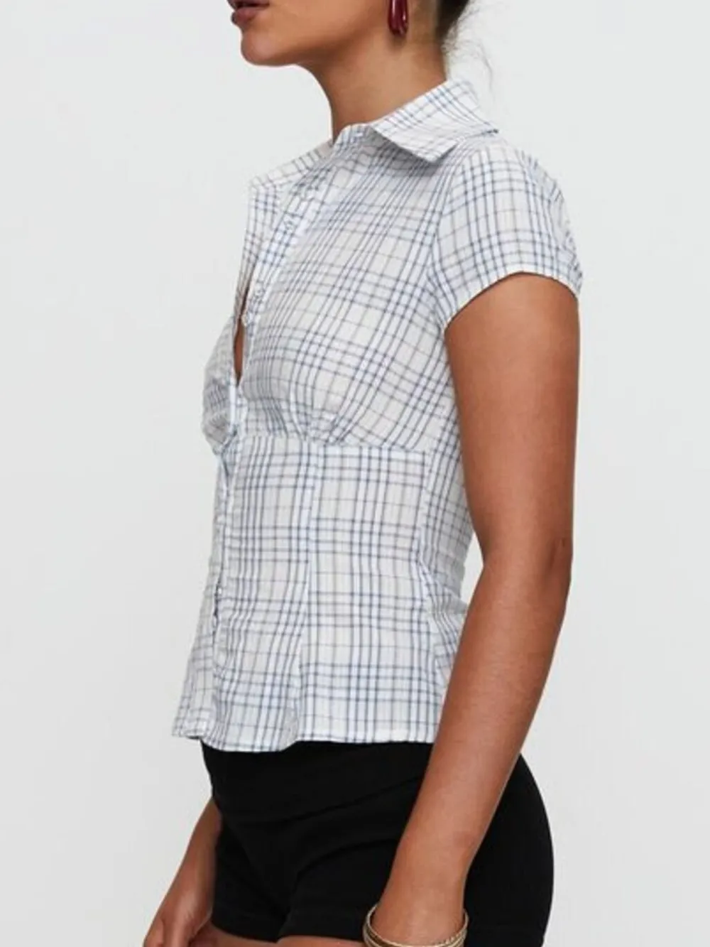 Plaid Short Sleeve Button-Up Shirt, image 10