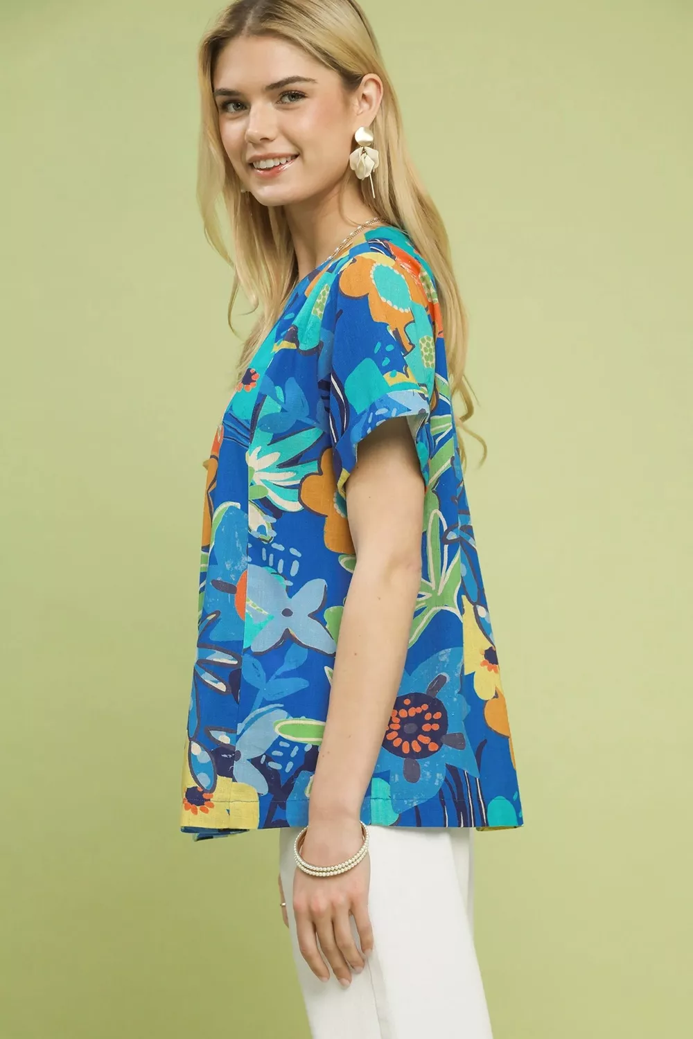 Abstract Floral Pleated Blouse, image 2