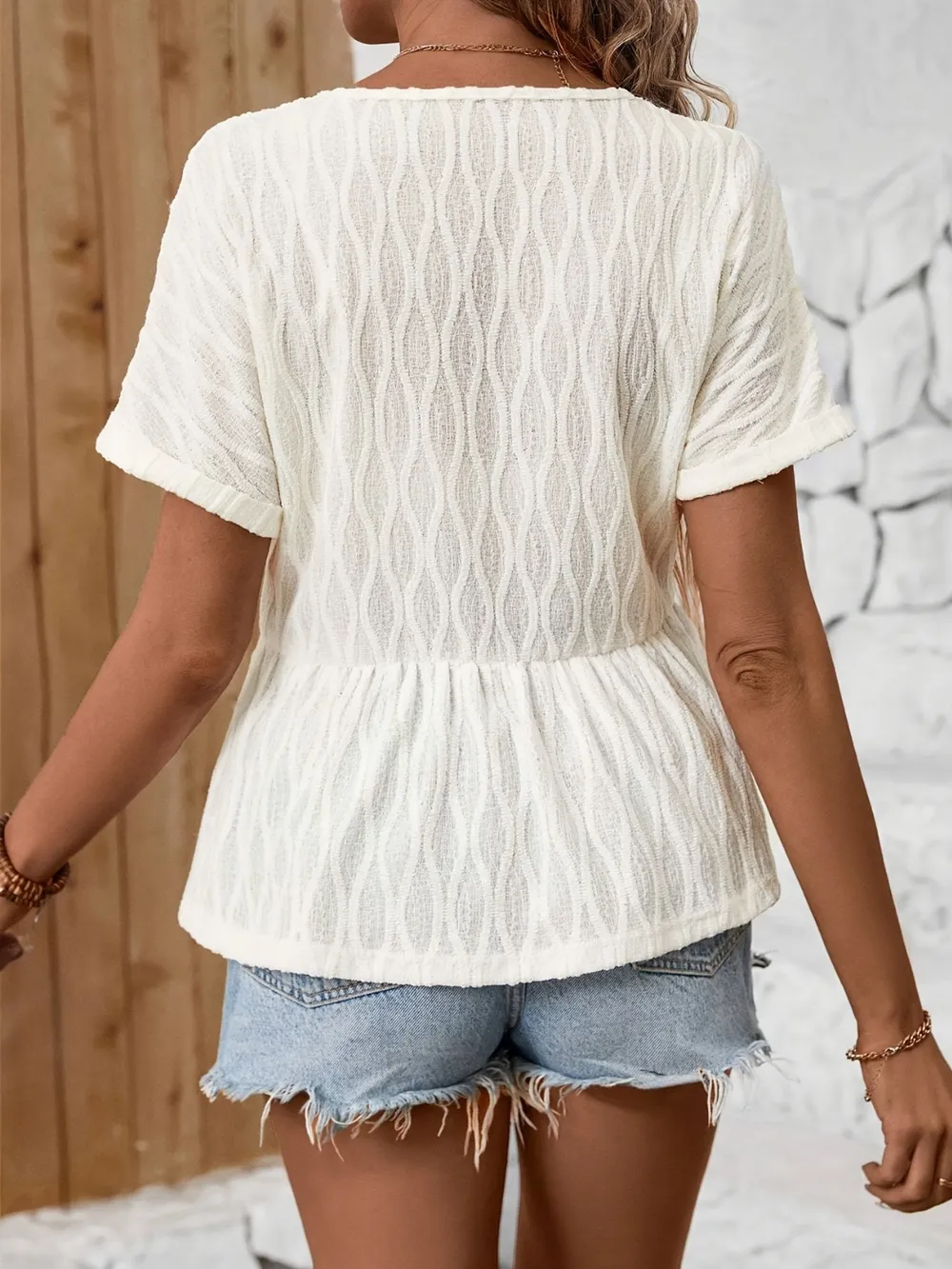 V-Neck Short Sleeve Blouse, image 5