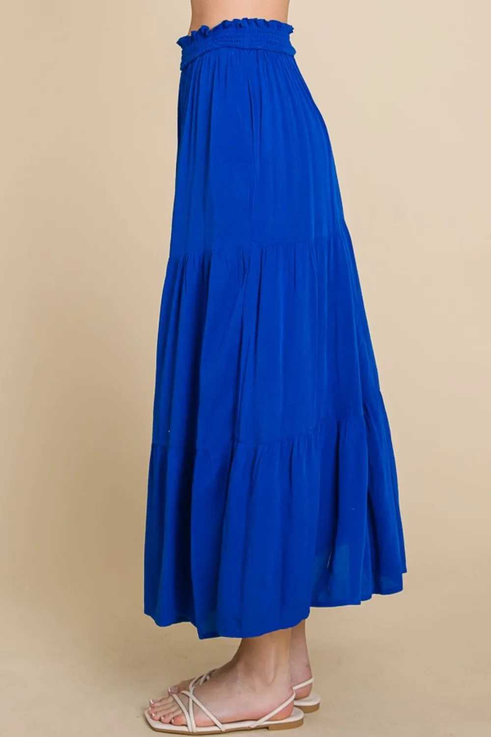 Full Size Frill Ruched Midi Skirt, image 2