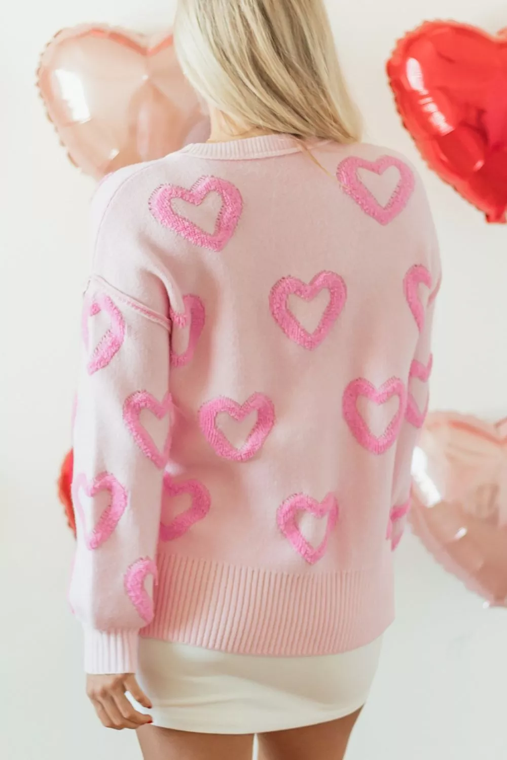 Heart Shape Bubble Sleeve Baggy Sweater, image 13