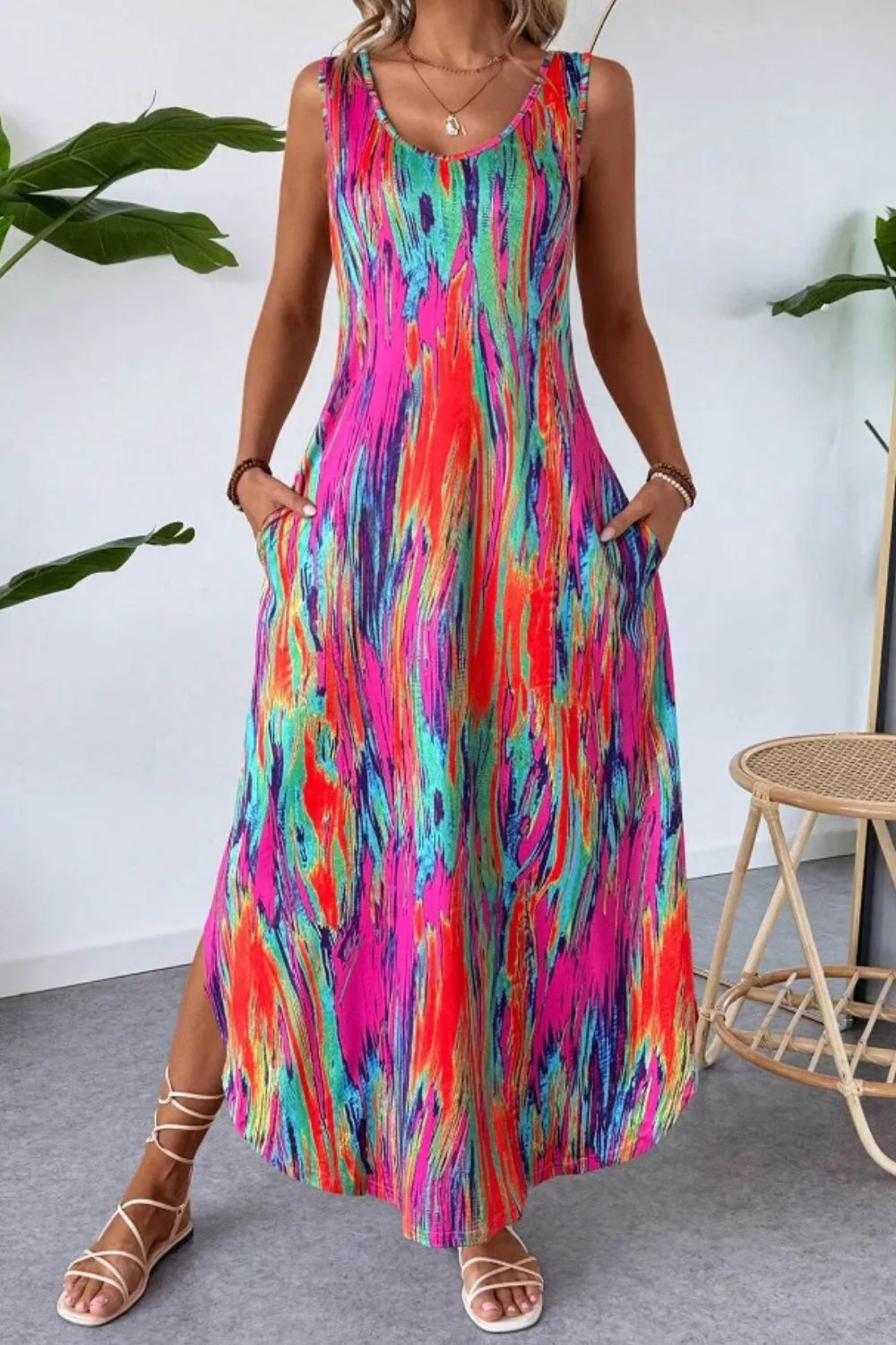 Scoop Neck Sleeveless Dress with Pockets, image 6