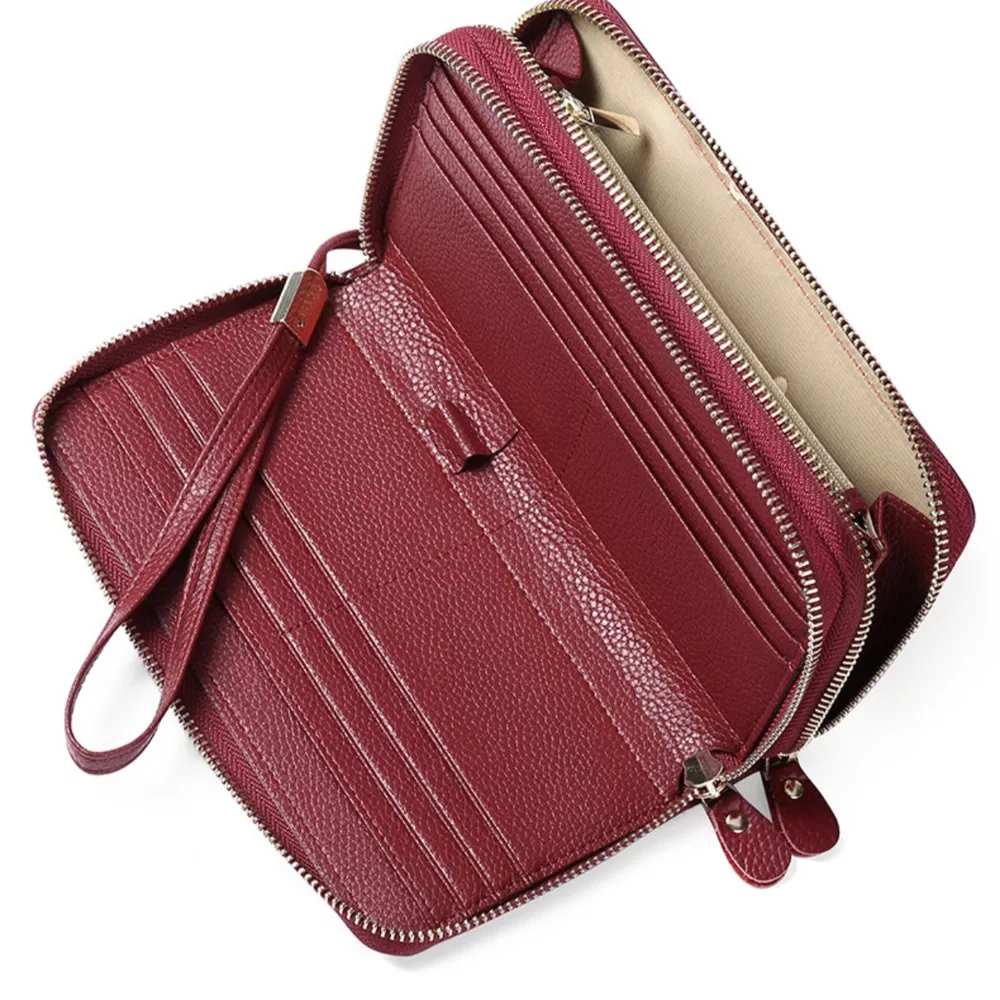 Double Zipper Leather Wallet, image 6
