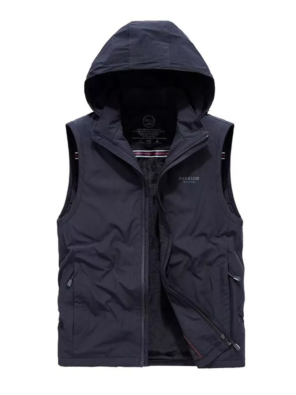 Men's Plus Size Hooded Zip Up Vest, image 5
