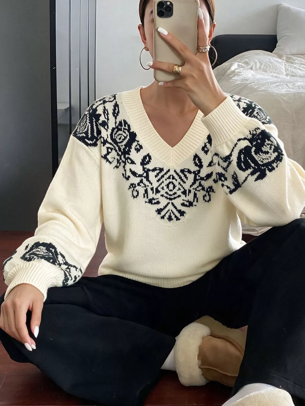 Floral Dropped Shoulder Sweater, image 6