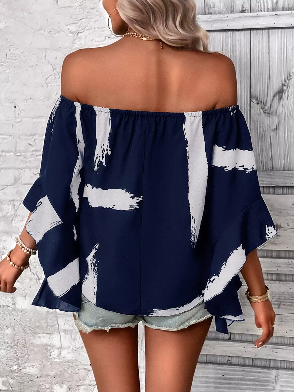 Off Shoulder Bell Sleeve Blouse, image 7