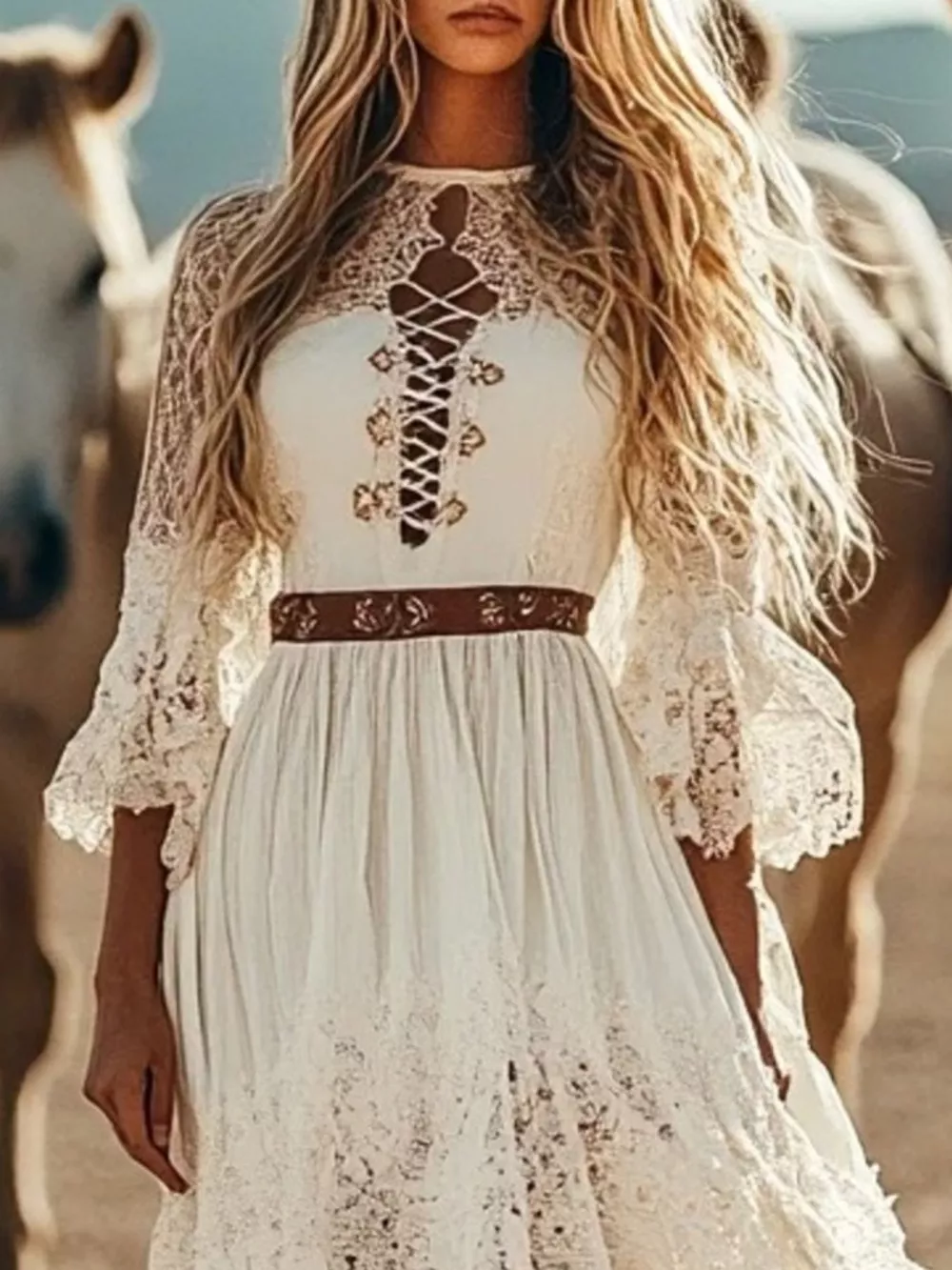 Lace Trimmed High-Low Dress, image 2