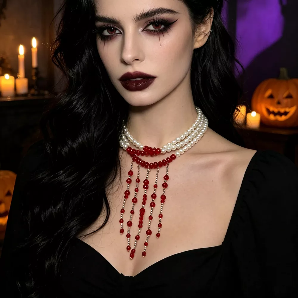 Gothic Multi-Layered Beaded Necklace, image 6