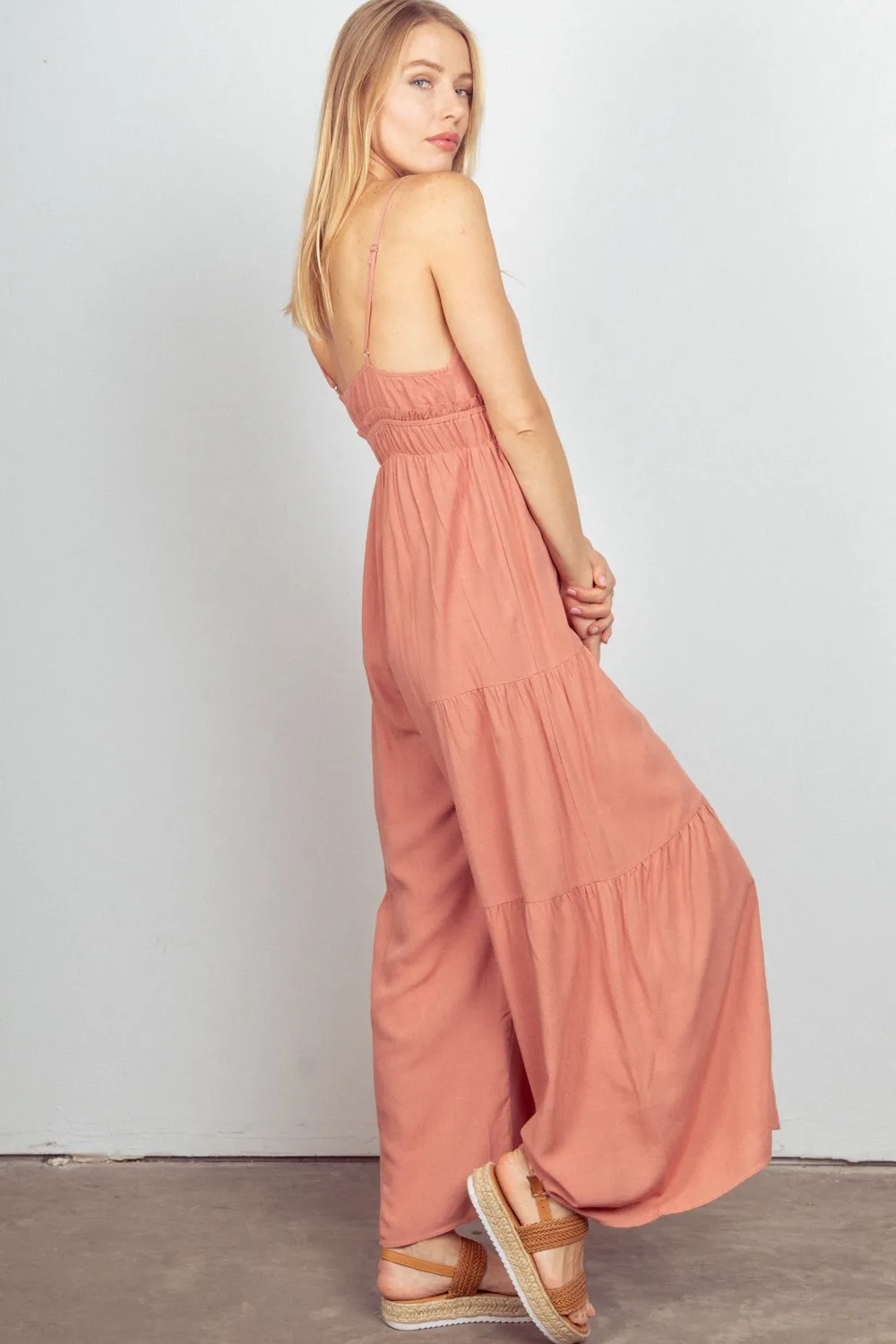 Sleeveless Ruched Wide Leg Jumpsuit, image 3