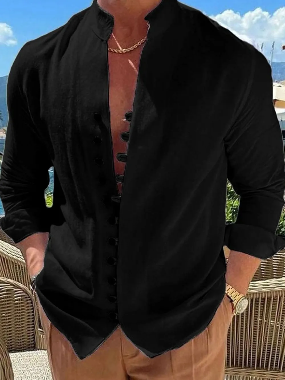 Men's Full Size Button Front Long Sleeve Shirt Plus Size, image 9
