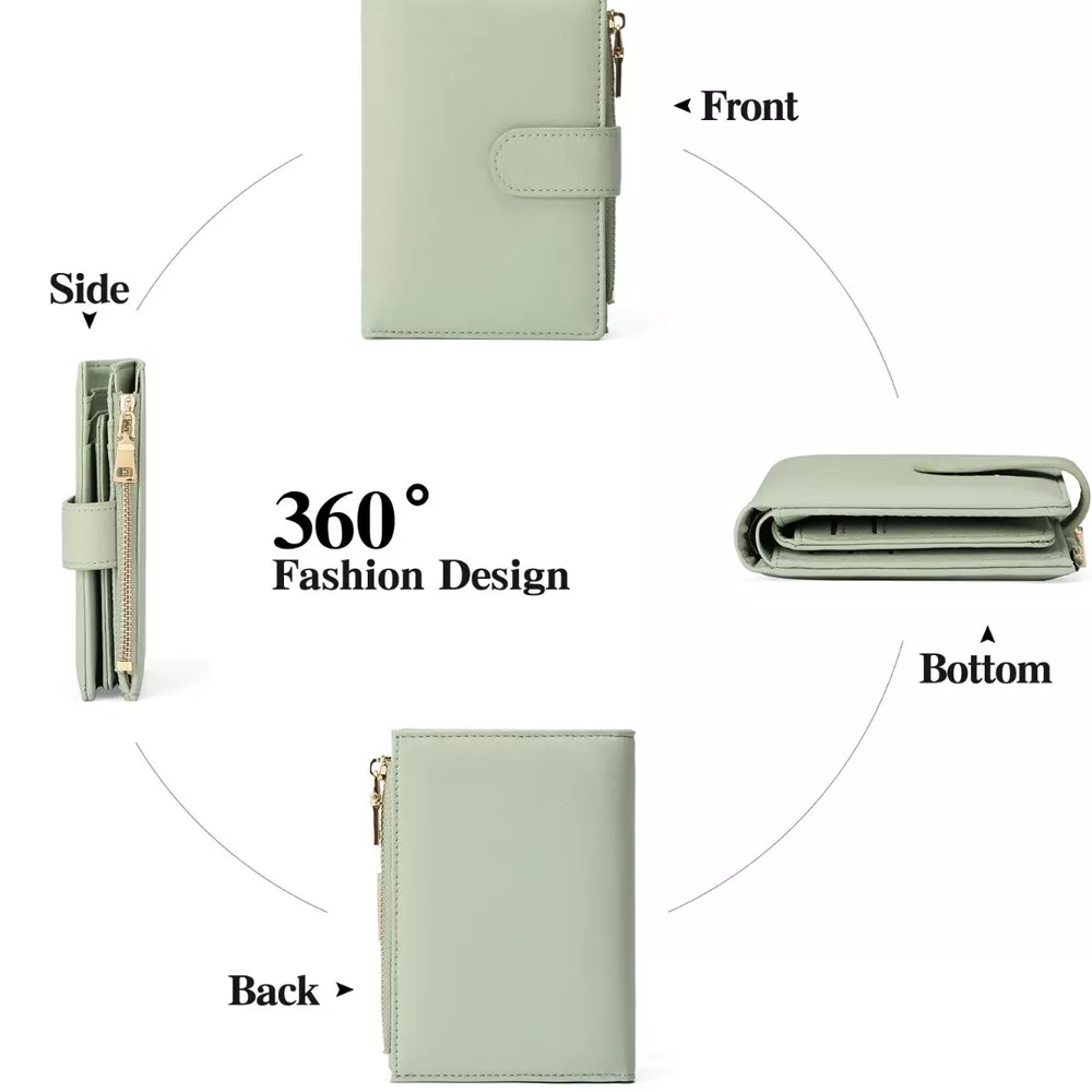 Leather Bifold Wallet with Zipper, image 3