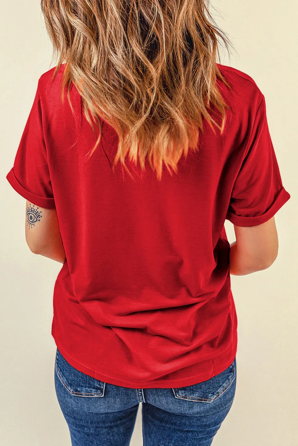 Heart Round Neck Short Sleeve T-Shirt, image 6