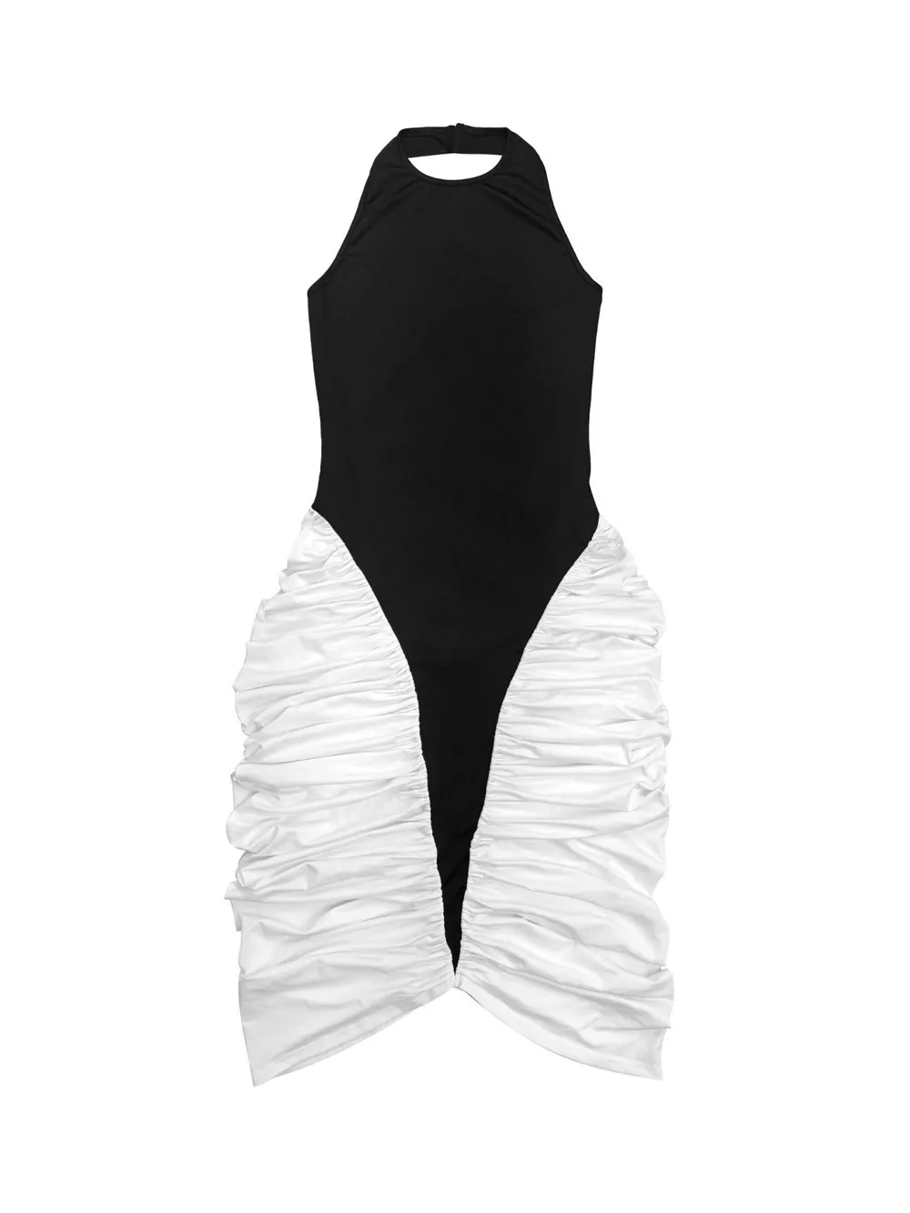 Two-Tone Sleeveless Ruched Midi Dress, image 5