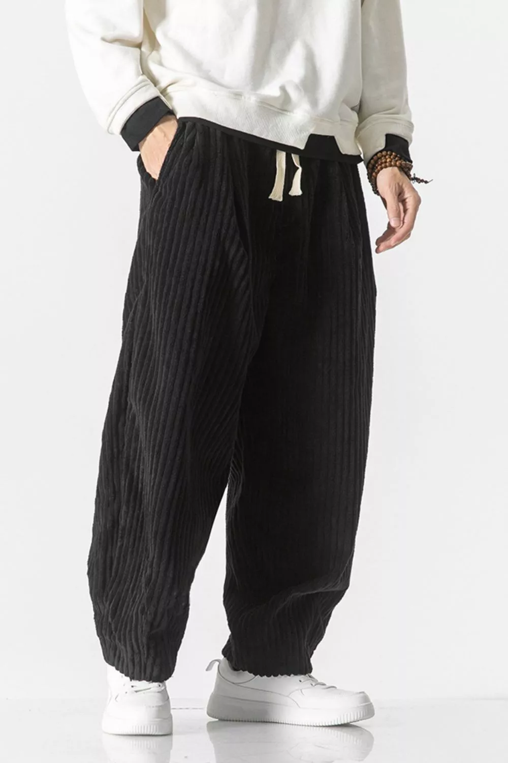 Men's Plus Size Corduroy Wide Leg Casual Pants, image 4