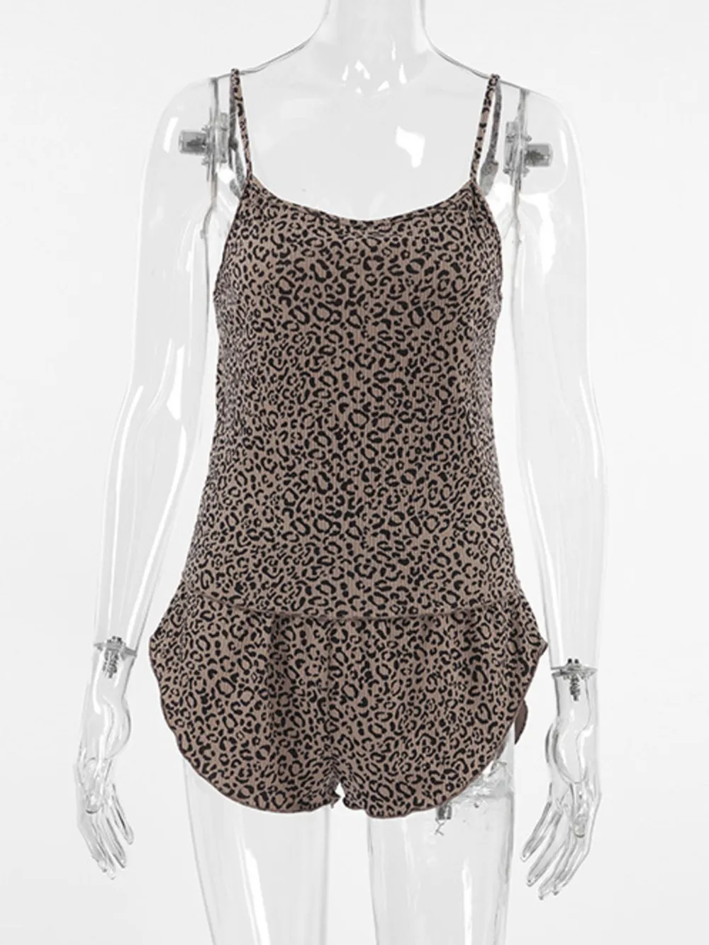 Leopard Cami Cardigan and Shorts 3-Piece Set, image 9