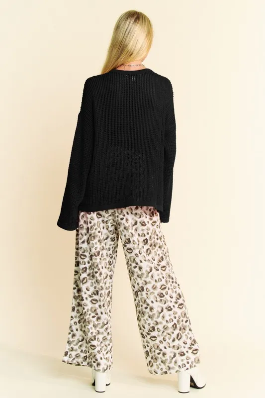Star Front Crochet Drop Shoulder Knit Top, image 7