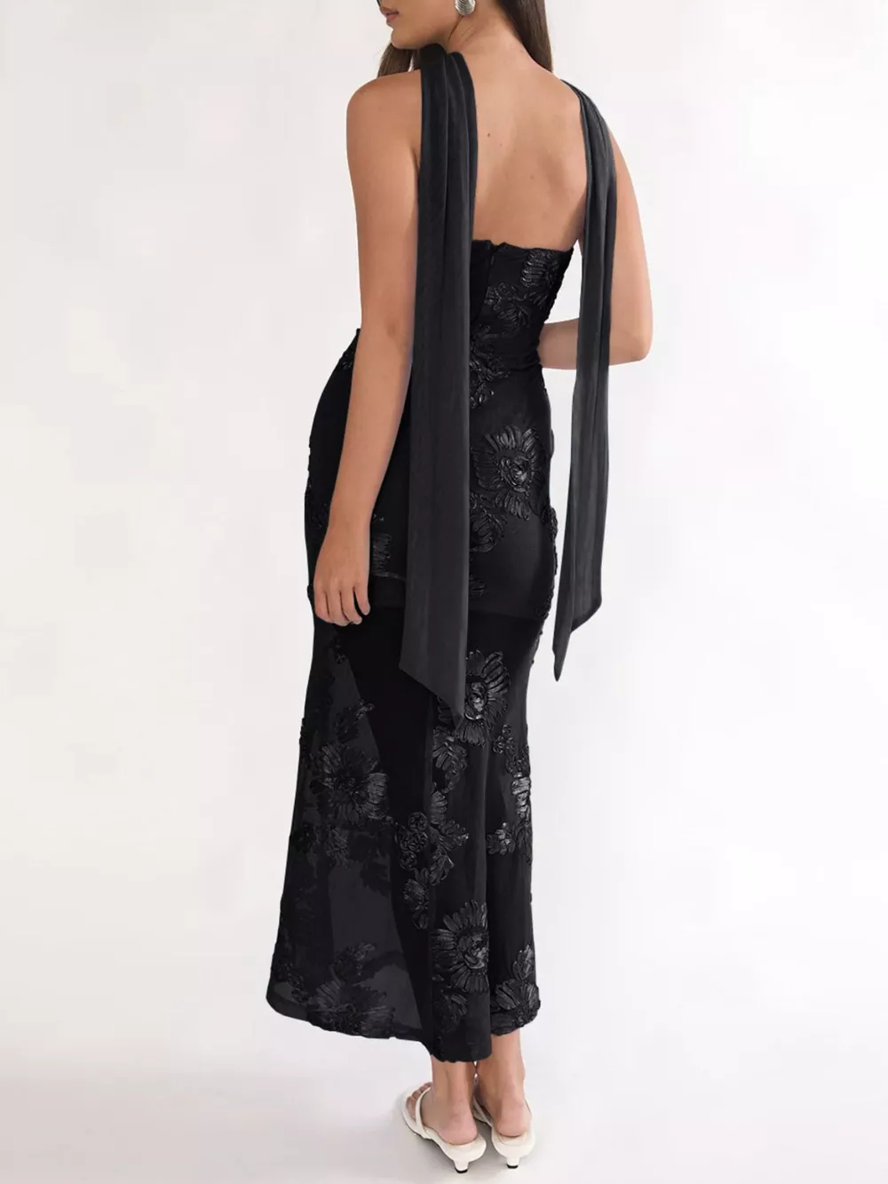 Floral Tube Dress with Scarf, image 6