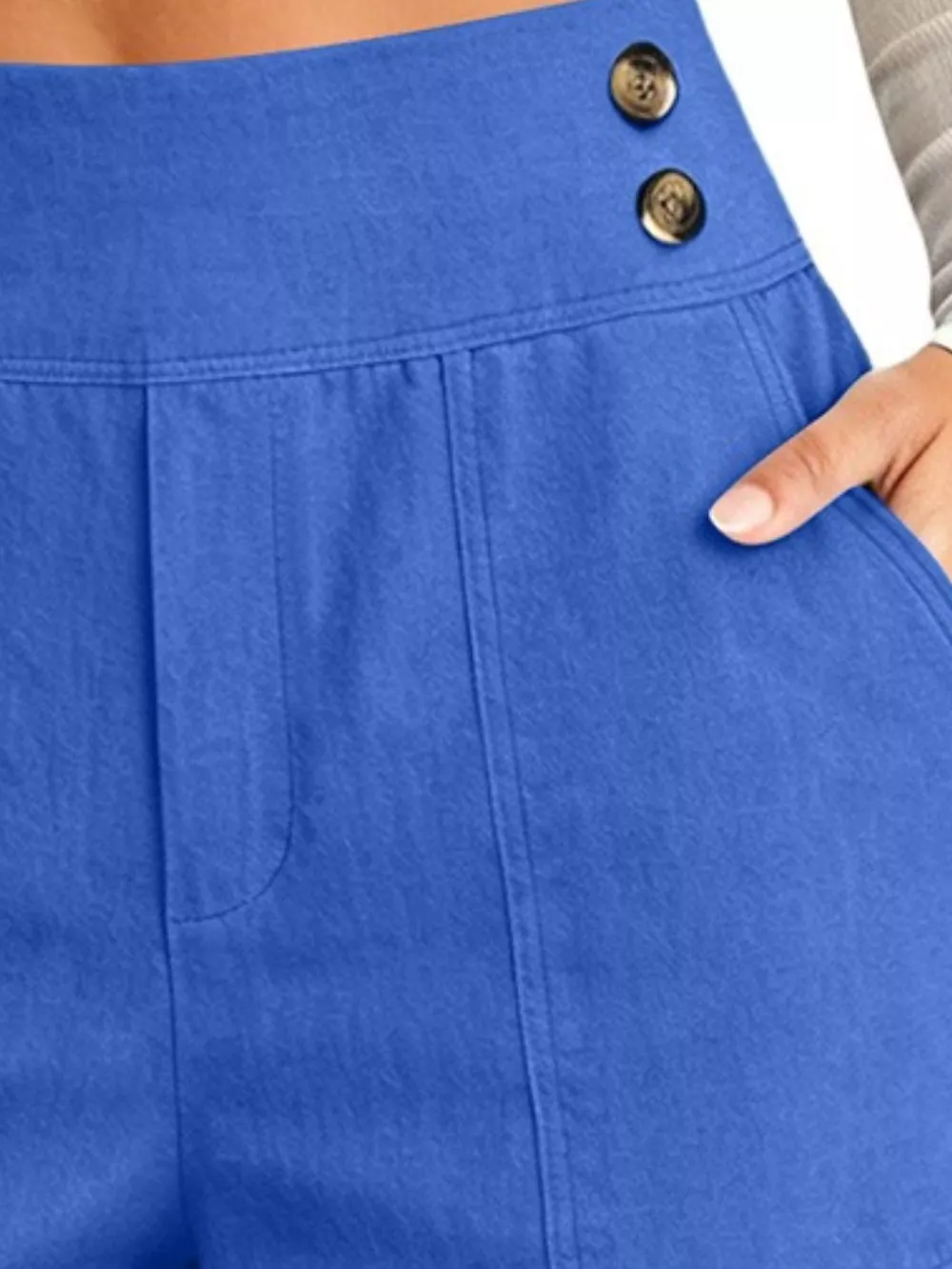 Full Size High-Waisted Button-Detail Cropped Pants Plus Size, image 18