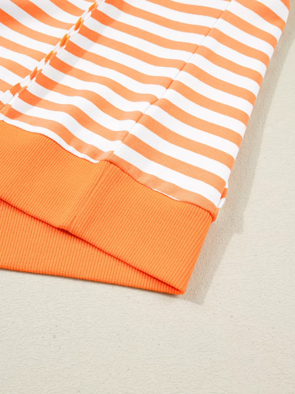 Stripe 3/4 Sleeve Exposed Seam Patchwork Pullover Top, image 10