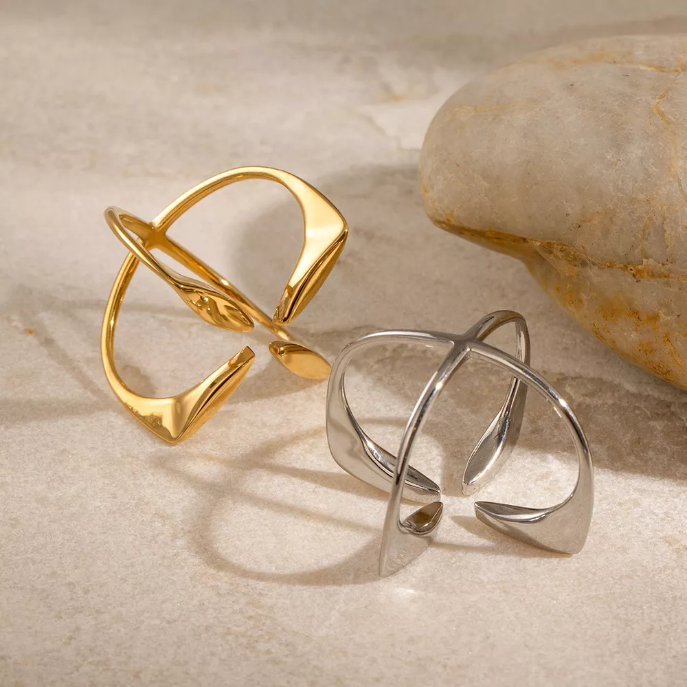 Stainless Steel Crisscross Open Ring, image 7