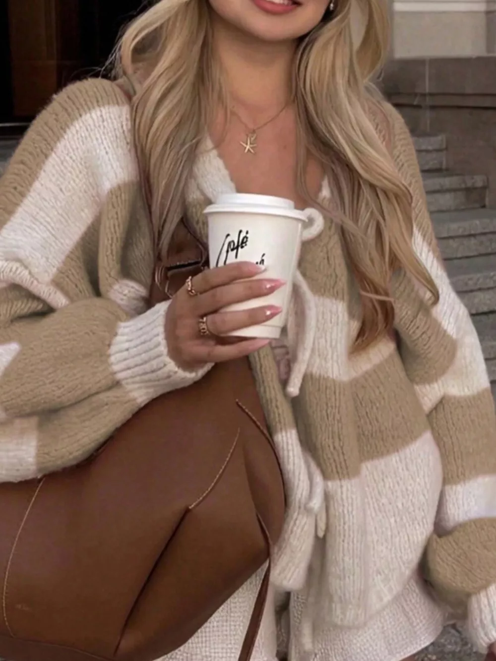 Striped Tie-Front Cardigan, image 5